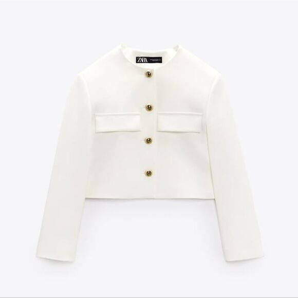 ZARA GOLD BUTTON CROPPED BLAZER - Picture 15 of 15